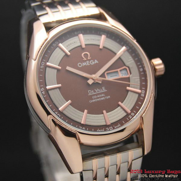 OMEGA DE VILLE HOUR VISION ANNUAL CALENDAR Red Gold on Steel Strap OM77126