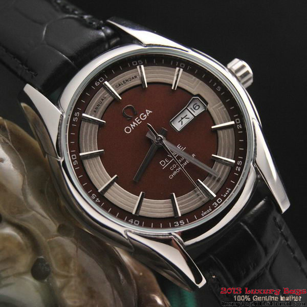 OMEGA DE VILLE HOUR VISION ANNUAL CALENDAR Steel on Black Leather Strap OM77110