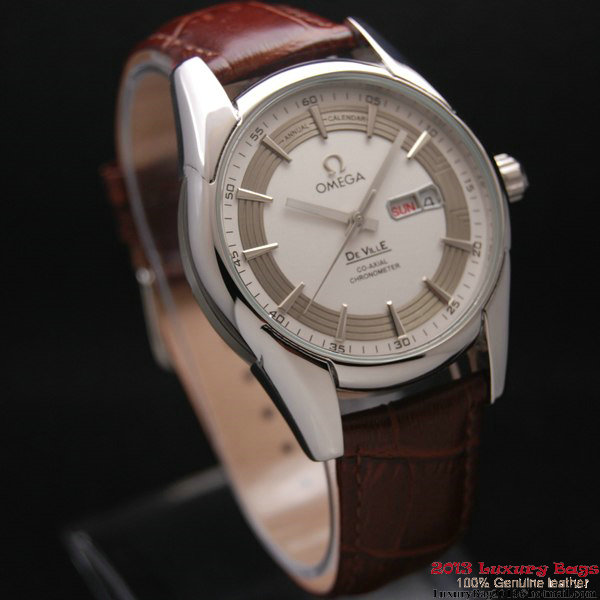 OMEGA DE VILLE HOUR VISION ANNUAL CALENDAR Steel on Brown Leather Strap OM77107