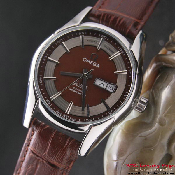 OMEGA DE VILLE HOUR VISION ANNUAL CALENDAR Steel on Brown Leather Strap OM77109