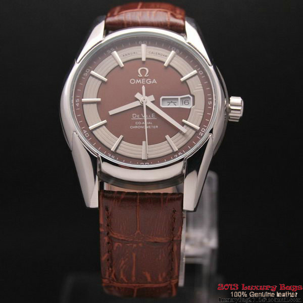 OMEGA DE VILLE HOUR VISION ANNUAL CALENDAR Steel on Brown Leather Strap OM77109