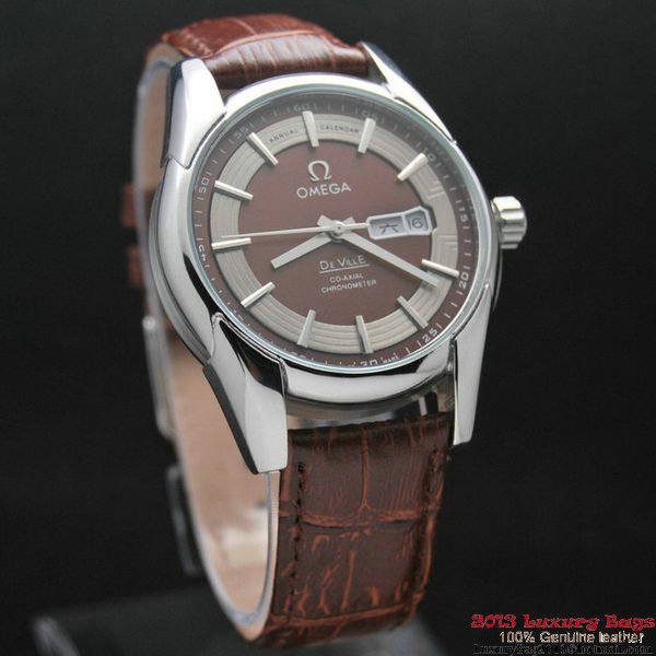 OMEGA DE VILLE HOUR VISION ANNUAL CALENDAR Steel on Brown Leather Strap OM77109