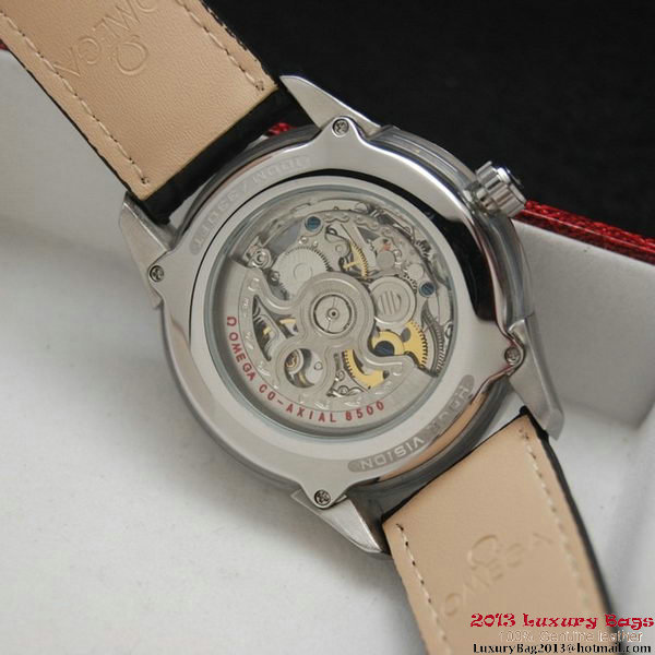 OMEGA DE VILLE Tourbillon Watches Steel on Black Leather Strap Om7004