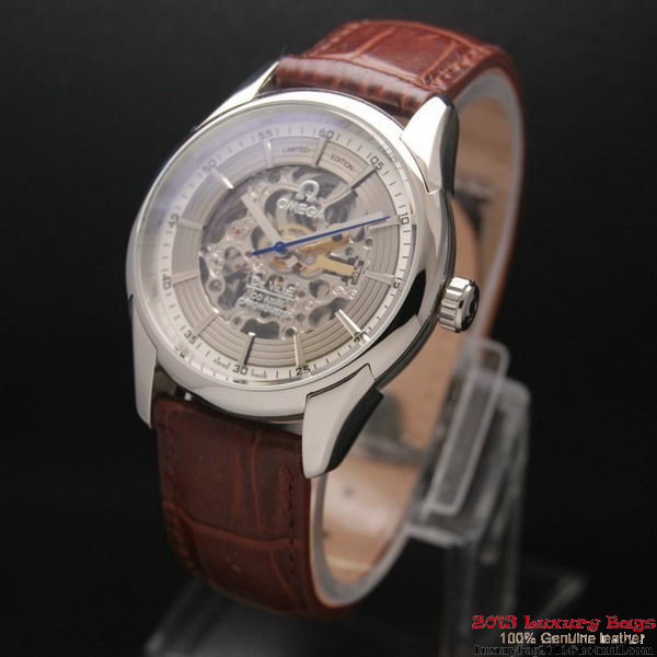 OMEGA DE VILLE Tourbillon Watches Steel on Brown Leather Strap Om7003