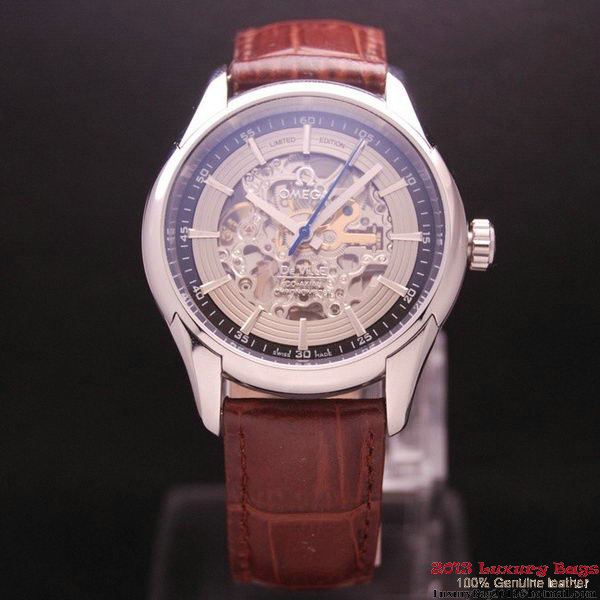 OMEGA DE VILLE Tourbillon Watches Steel on Brown Leather Strap Om7007