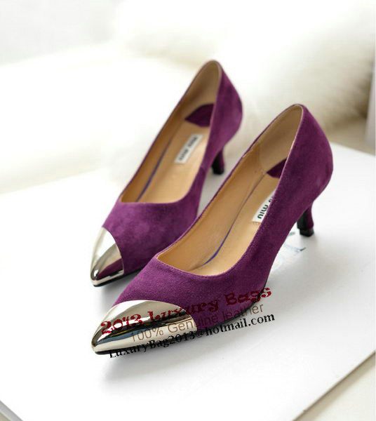 miu miu Sheepskin Leather Point-Toe Pumps MM2124 Purple