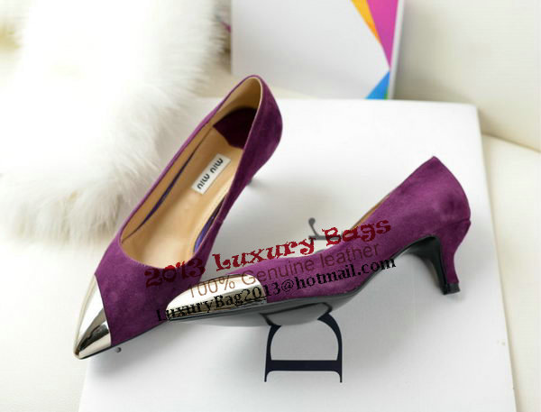 miu miu Sheepskin Leather Point-Toe Pumps MM2124 Purple