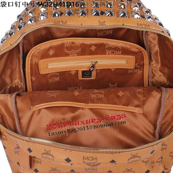 MCM Medium Top Studs Backpack MC4232 Wheat