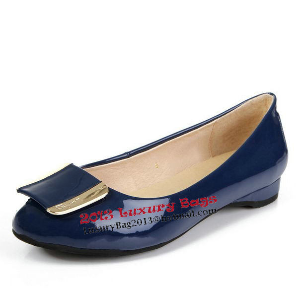 Salvatore Ferragamo Patent Leather Ballerina Flat FL0404 Blue