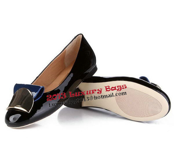 Salvatore Ferragamo Patent Leather Ballerina Flat Fl0454 Black