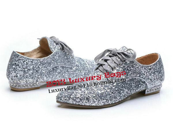 miu miu Casual Shoes Sequins Leather M314 Silver