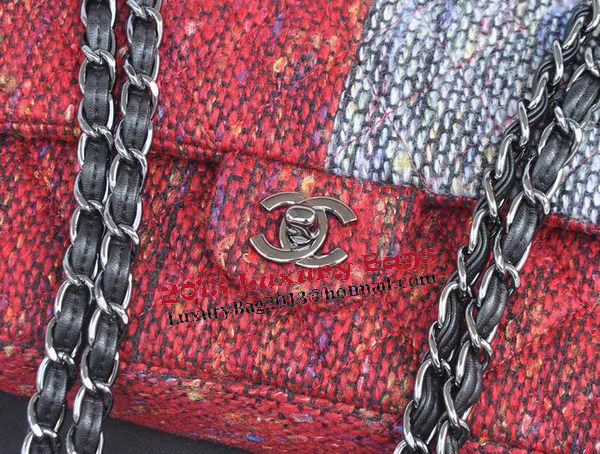 Chanel 2.55 Series Flap Bag Fabric CHA1112 Grey&Red