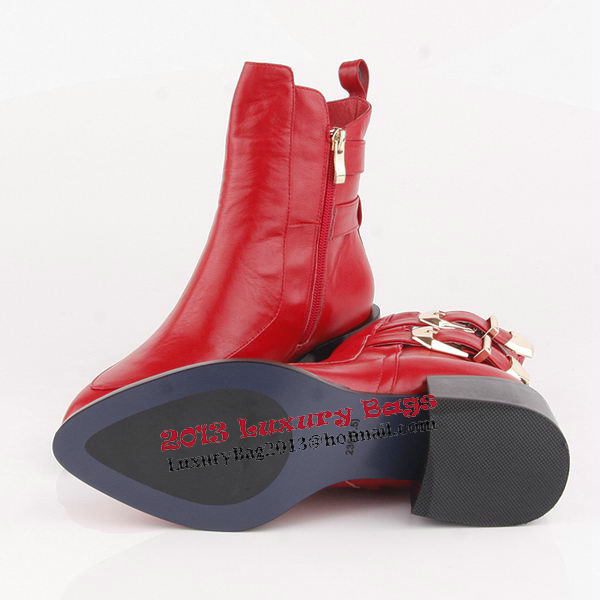 Valentino Ankle Boots Sheepskin Leather VT194 Red