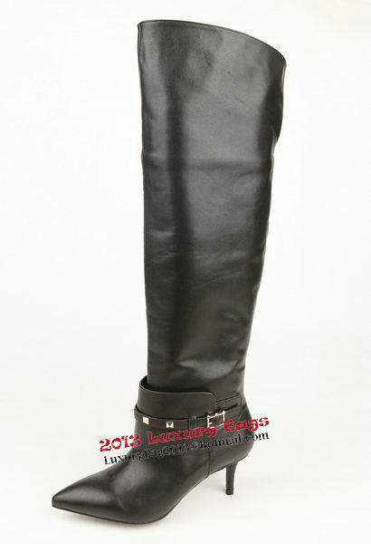 Valentino Knee Boots 65MM Heels Sheepskin Leather VT198 Black