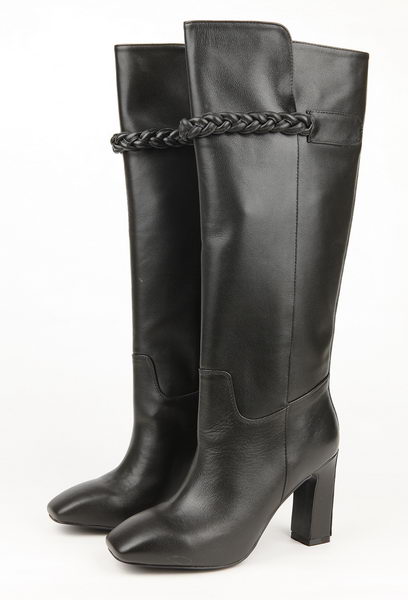 Valentino Knee Boots 8CM Heels Sheepskin Leather VT196 Black