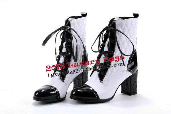 Chanel Sheepskin Leather Ankle Boot CH0987 Black&White