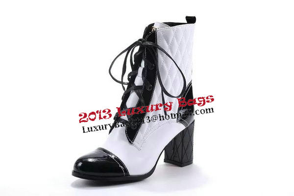 Chanel Sheepskin Leather Ankle Boot CH0987 Black&White
