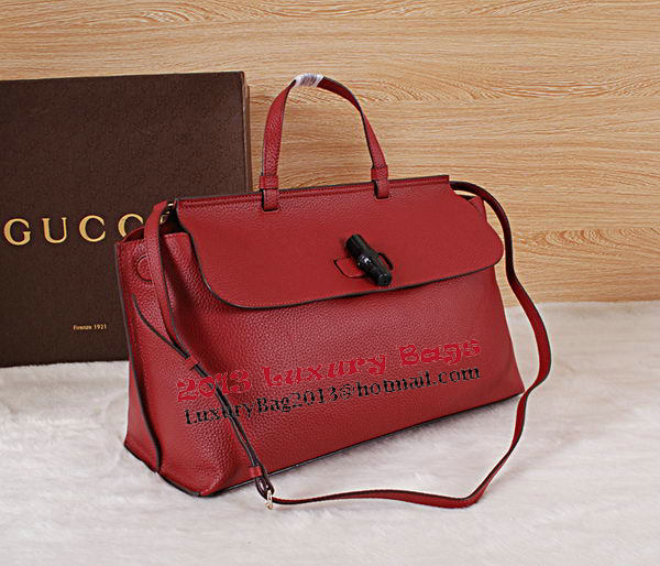 Gucci Bamboo Daily Leather Top Handle Bags 370830 Burgundy