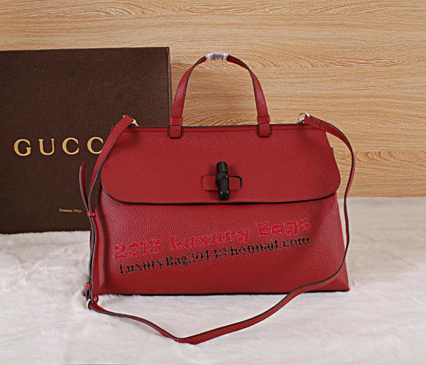 Gucci Bamboo Daily Leather Top Handle Bags 370830 Burgundy