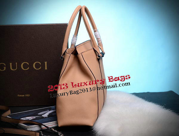 Gucci Lady Bamboo Leather Top Handle Bag 370815 Apricot