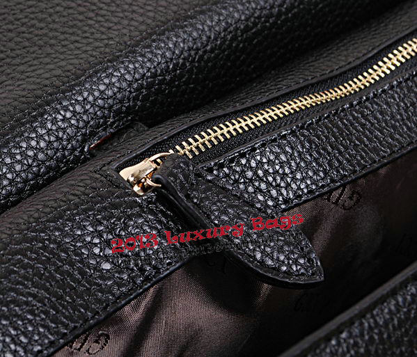 Gucci Bamboo Daily Leather Top Handle Bag 370830 Black