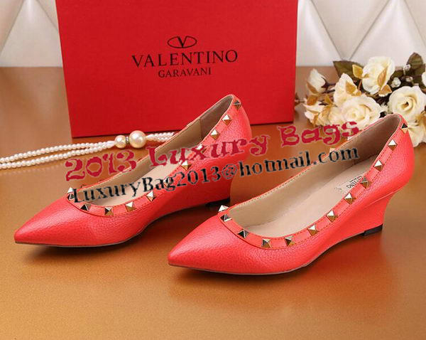 Valentino Litchi Leather Rivet Pump VT239YZM Orange