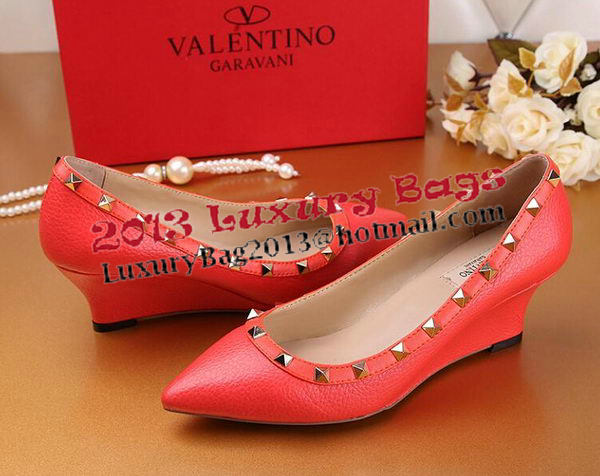 Valentino Litchi Leather Rivet Pump VT239YZM Orange