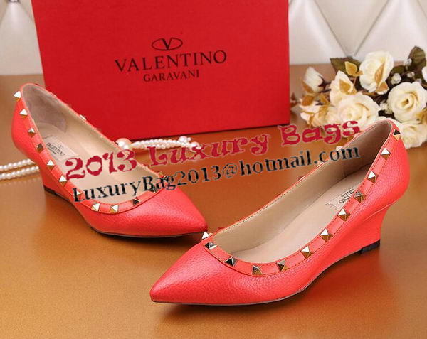 Valentino Litchi Leather Rivet Pump VT239YZM Orange