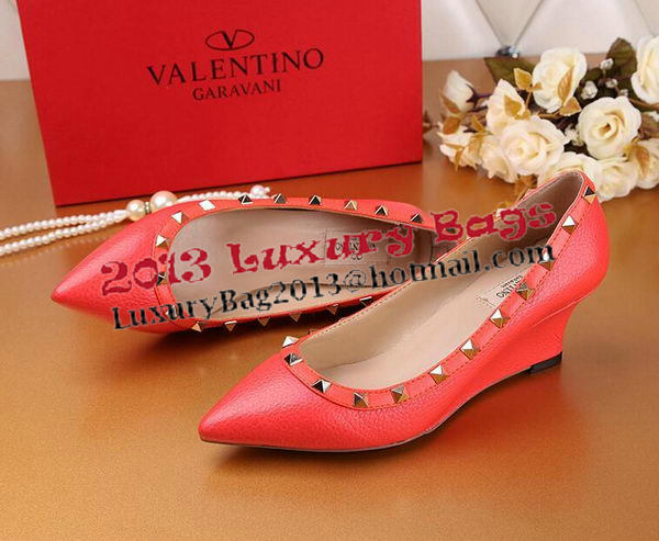 Valentino Litchi Leather Rivet Pump VT239YZM Orange