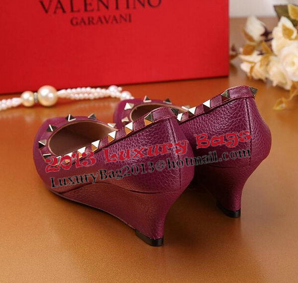 Valentino Litchi Leather Rivet Pump VT239YZM Purple