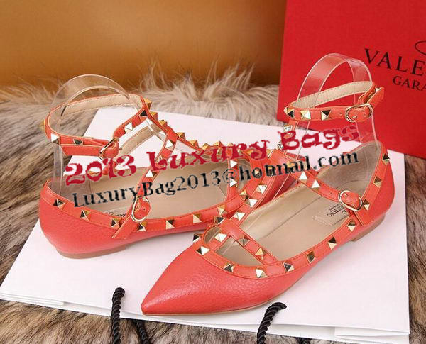 Valentino Litchi Leather Rivet Sandal VT221YZM Orange