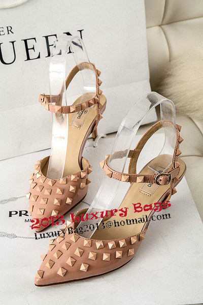 Valentino Patent Leather Rivet 65mm Sandal VT305YZM Apricot