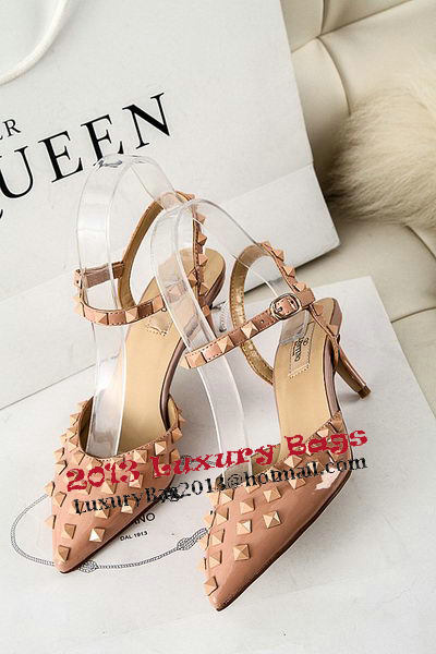 Valentino Patent Leather Rivet 65mm Sandal VT305YZM Apricot