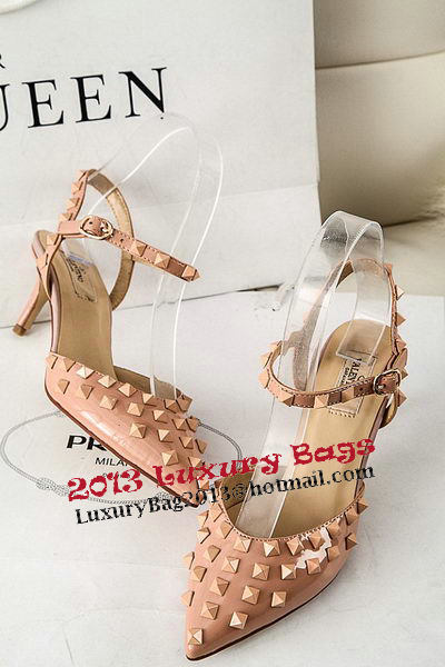 Valentino Patent Leather Rivet 65mm Sandal VT305YZM Apricot