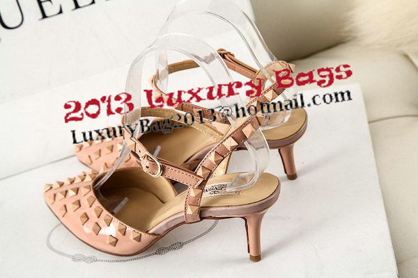 Valentino Patent Leather Rivet 65mm Sandal VT305YZM Apricot