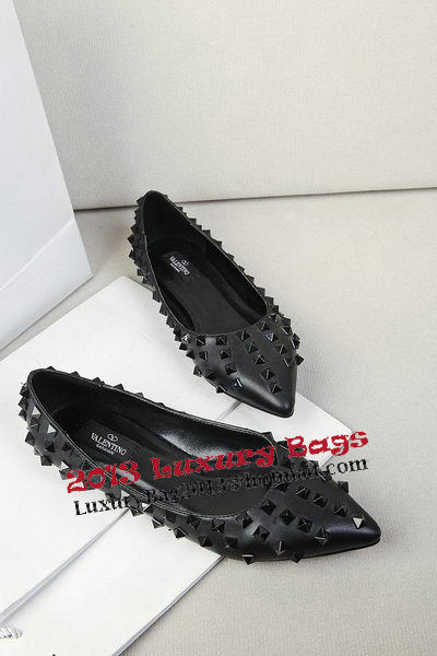 Valentino Patent Leather Rivet Flat VT289YZM Black