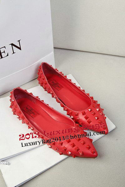 Valentino Patent Leather Rivet Flat VT289YZM Red