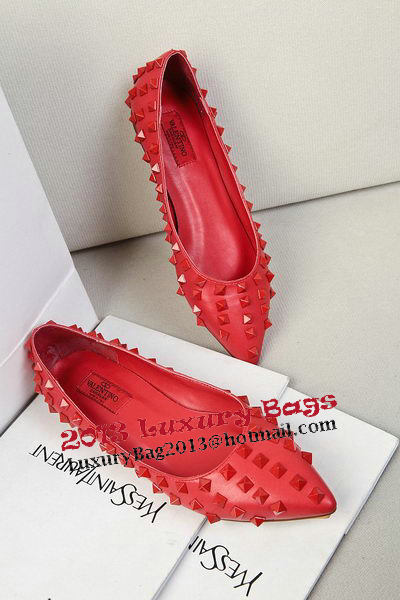 Valentino Patent Leather Rivet Flat VT289YZM Red