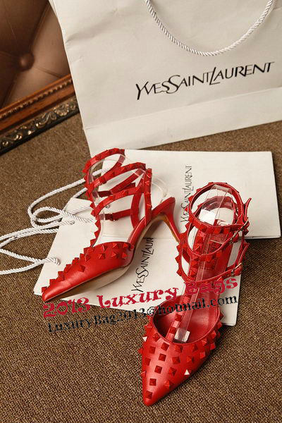 Valentino Sheepskin Leather Rivet 65mm Sandal VT311YZM Red