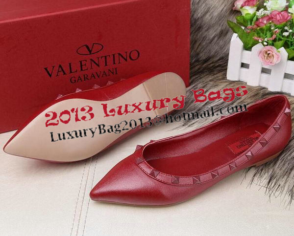 Valentino Sheepskin Leather Rivet Flat VT208YZM Red