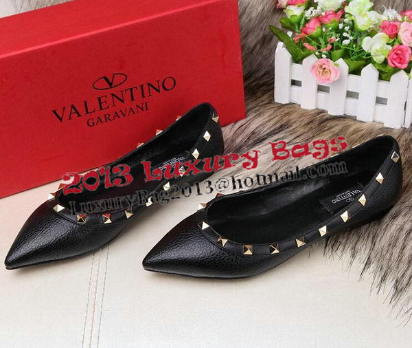 Valentino Sheepskin Leather Rivet Flat VT213YZM Black