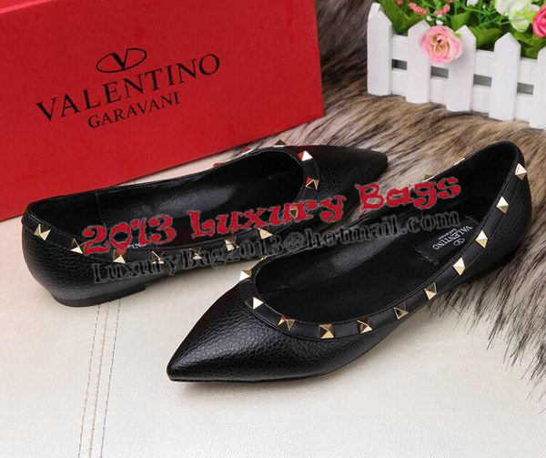 Valentino Sheepskin Leather Rivet Flat VT213YZM Black