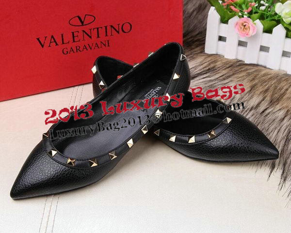 Valentino Sheepskin Leather Rivet Flat VT213YZM Black