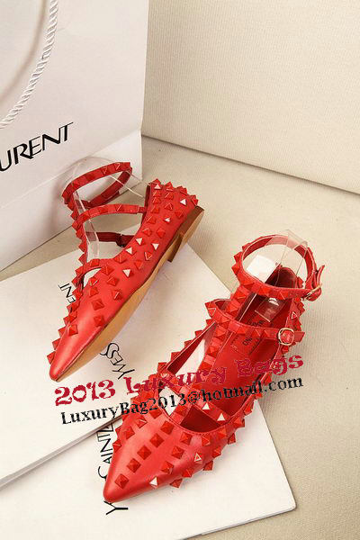 Valentino Sheepskin Leather Rivet Flat VT295YZM Red