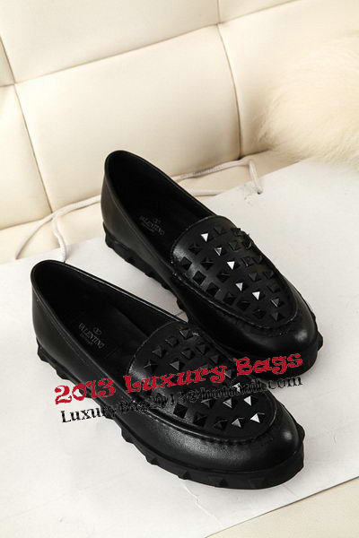 Valentino Sheepskin Leather Rivet Flat VT301YZM Black