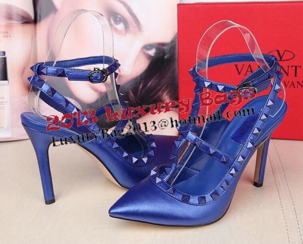 Valentino Smooth Leather Rivet 100mm Sandal VT258YZM Royal