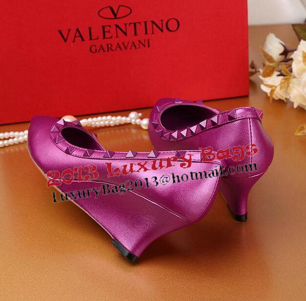 Valentino Smooth Leather Rivet Pump VT233YZM Purple