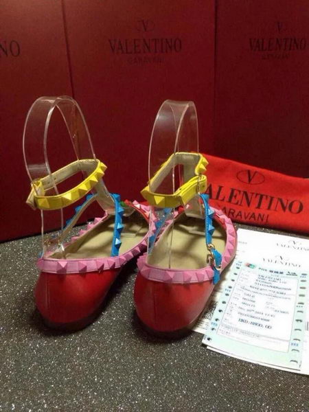 Valentino Multicolour Leather Flat VT365AML Red