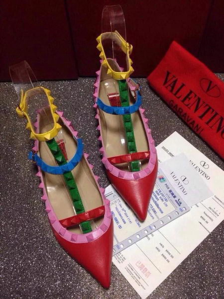 Valentino Multicolour Leather Flat VT365AML Red