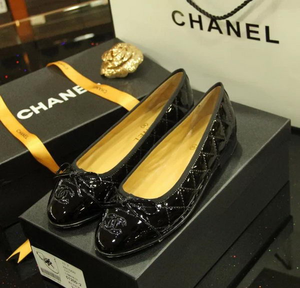 Chanel Patent Leather Ballerina Flat CH1073 Black